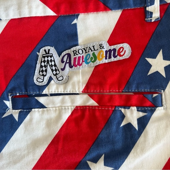 Royal & Awesome Red and White Golf Shorts with Patriotic Stripes 42 - Picture 7 of 8